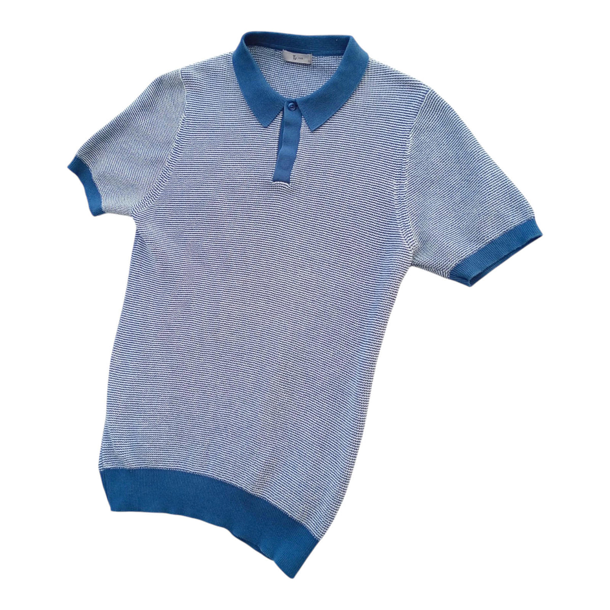 TU Man Blue Stripe Polo Shirt 100% Cotton Easy Care UK Men's Size S