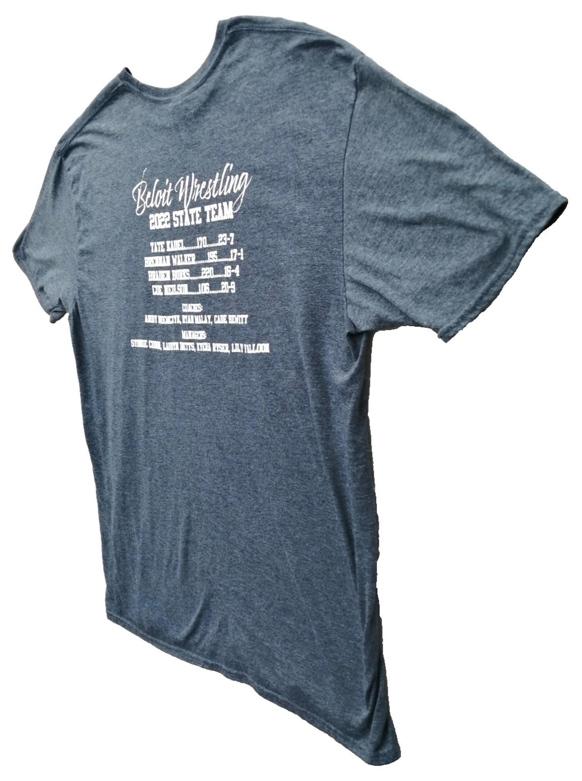 Gildan Gray Beloit Wrestling 2022 Graphic Print T-Shirt Men's Size XL Slate Crew Neck