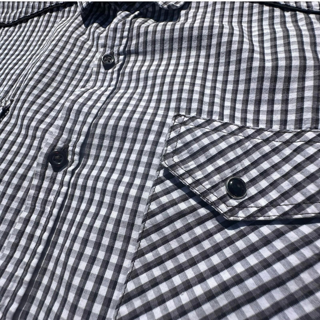 River Island Shirt Men's UK Size L Black & White Check Long Sleeve 100% Cotton