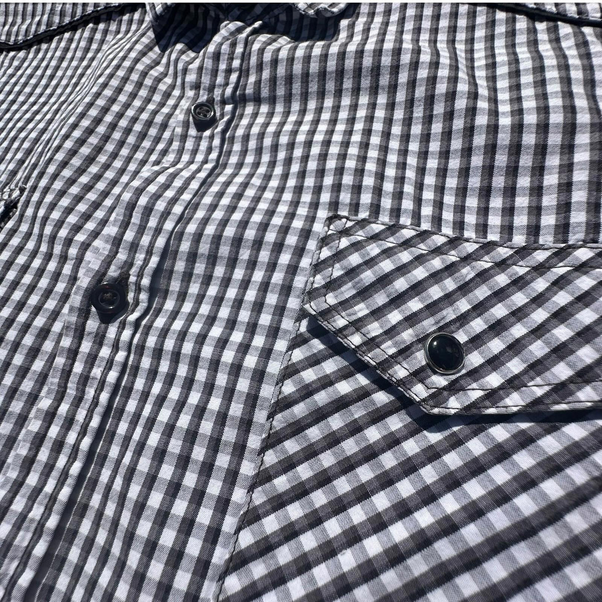 River Island Shirt Men's UK Size L Black & White Check Long Sleeve 100% Cotton