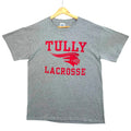 Gildan Gray Tully Lacrosse T-Shirt Men's UK Size M Grey Graphic Print Short Sleeve Crew Neck