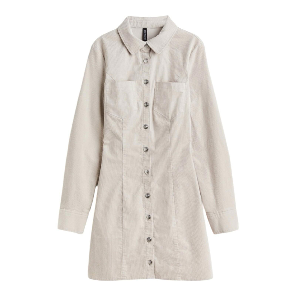 Divided Beige Corduroy Shirt Dress Mini Collared Women's UK Size 8