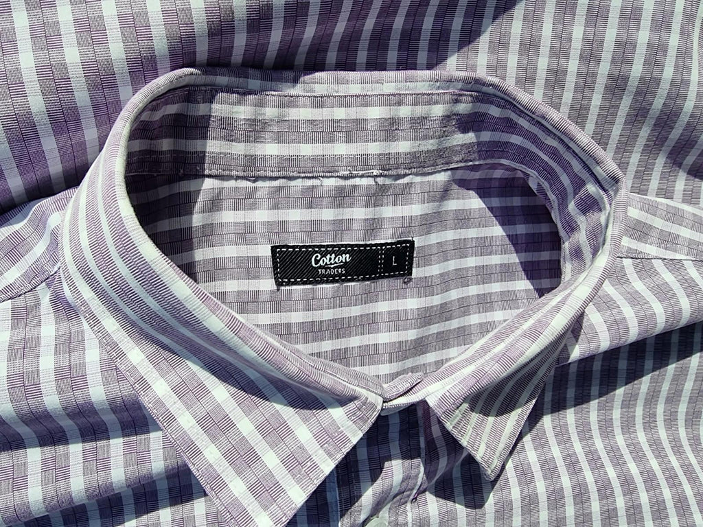 Cotton Traders Shirt Check Short Sleeve 100% Cotton Men's UK Size L Large