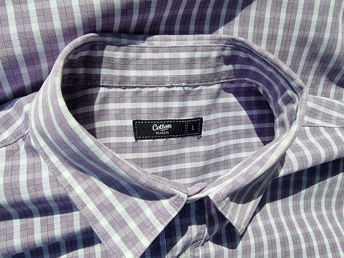 Cotton Traders Shirt Check Short Sleeve 100% Cotton Men's UK Size L Large