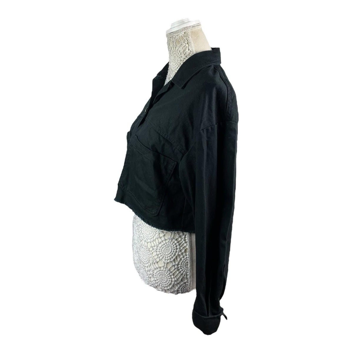 Divided Black Cropped Denim Jacket Women's UK Size XS