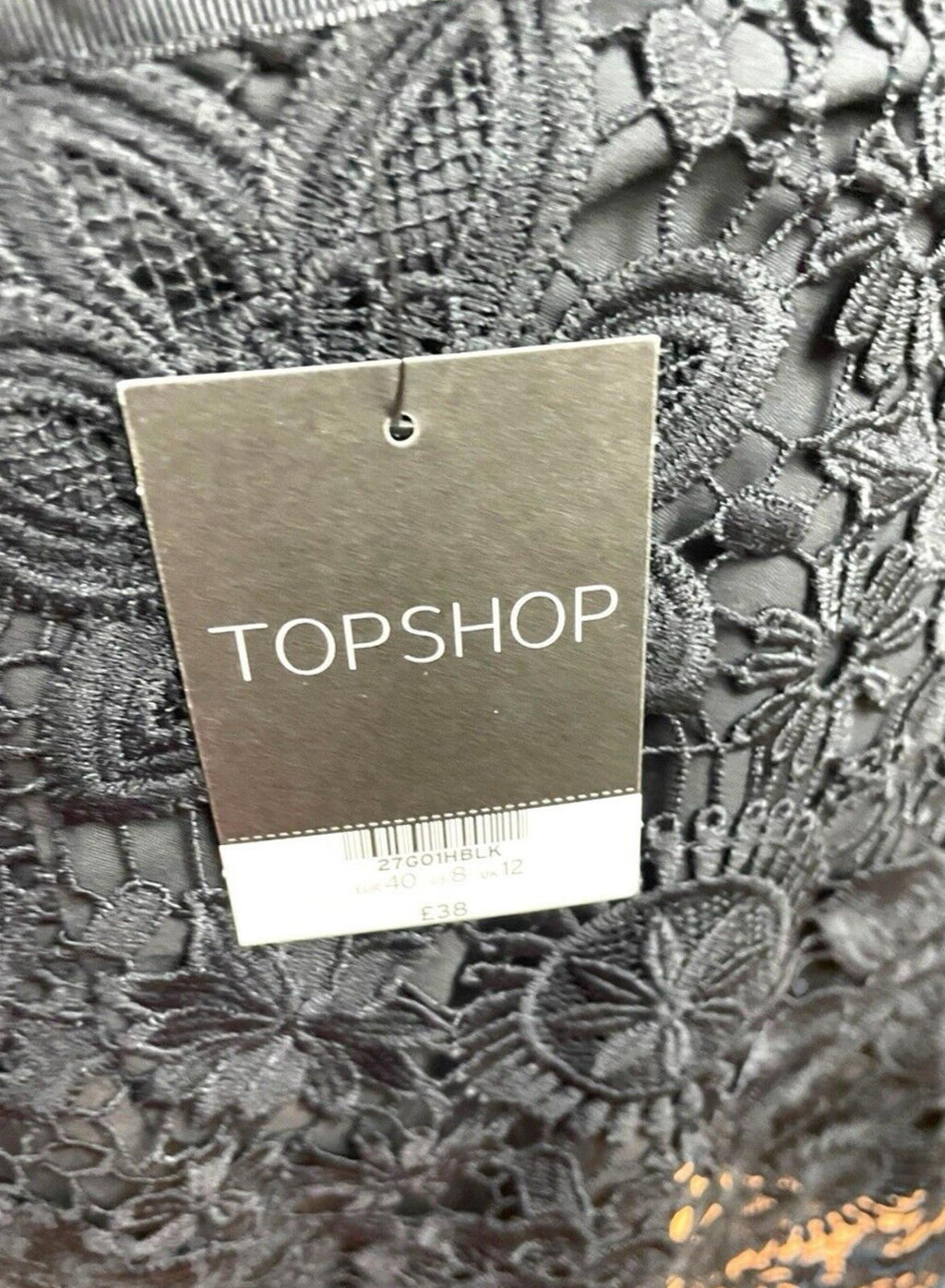 Topshop Black Co-Ord Set Women's UK Size 12 Top & Mini Skirt Layered