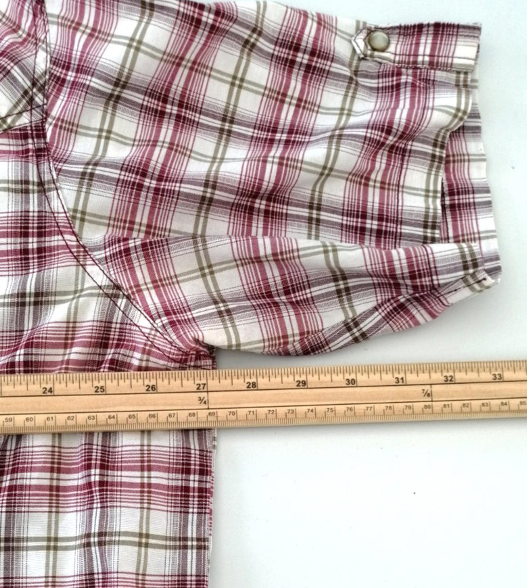 Jacamo Men's Shirt UK Size XL Red White Check Graphic Print Snap Buttons Pockets