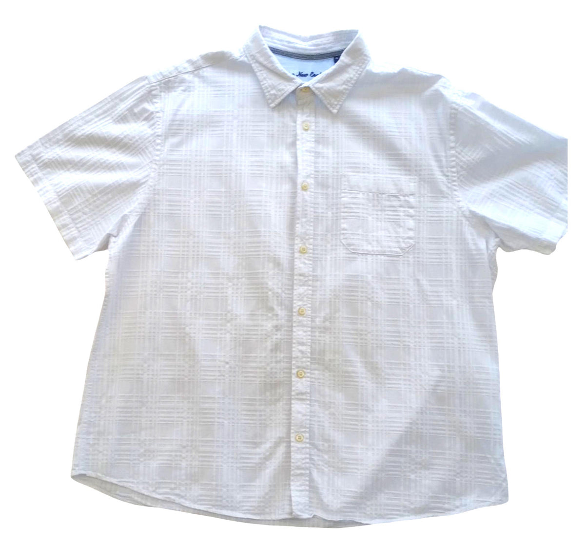 Maine New England Shirt Short Sleeve White 100% Cotton Pocket Men's UK Size XL