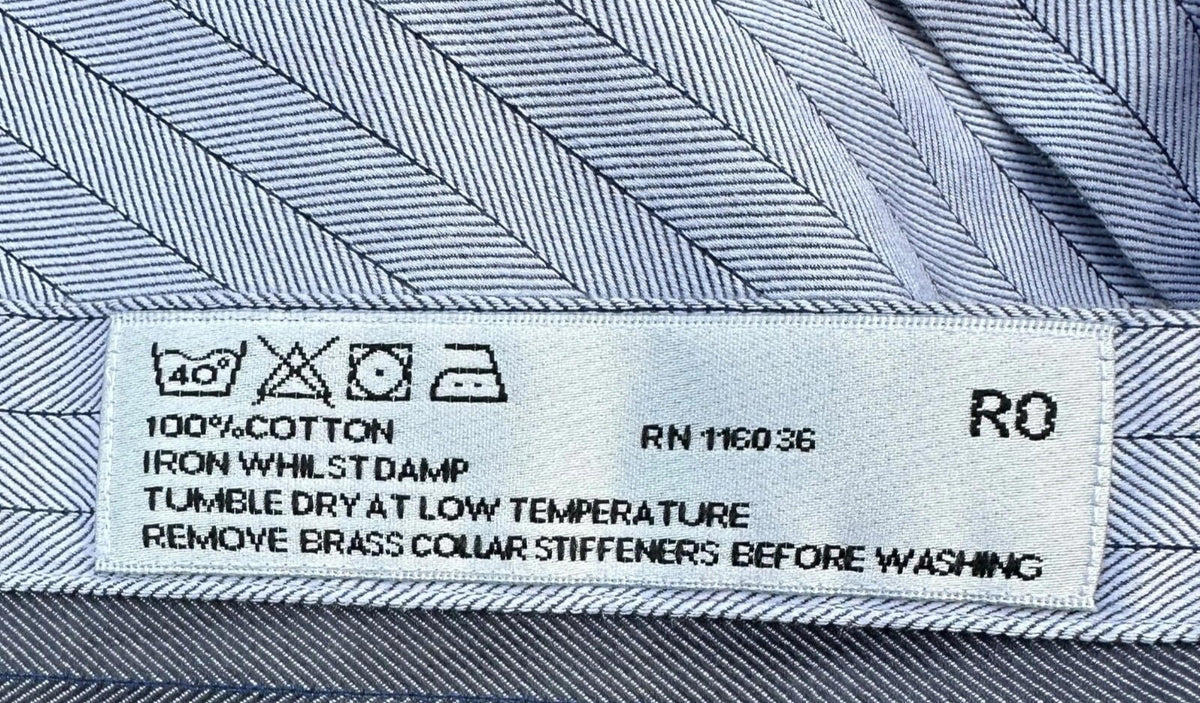 Charles Tyrwhitt Shirt Long Sleeve Striped 100% Cotton Blue Men's UK Size Large