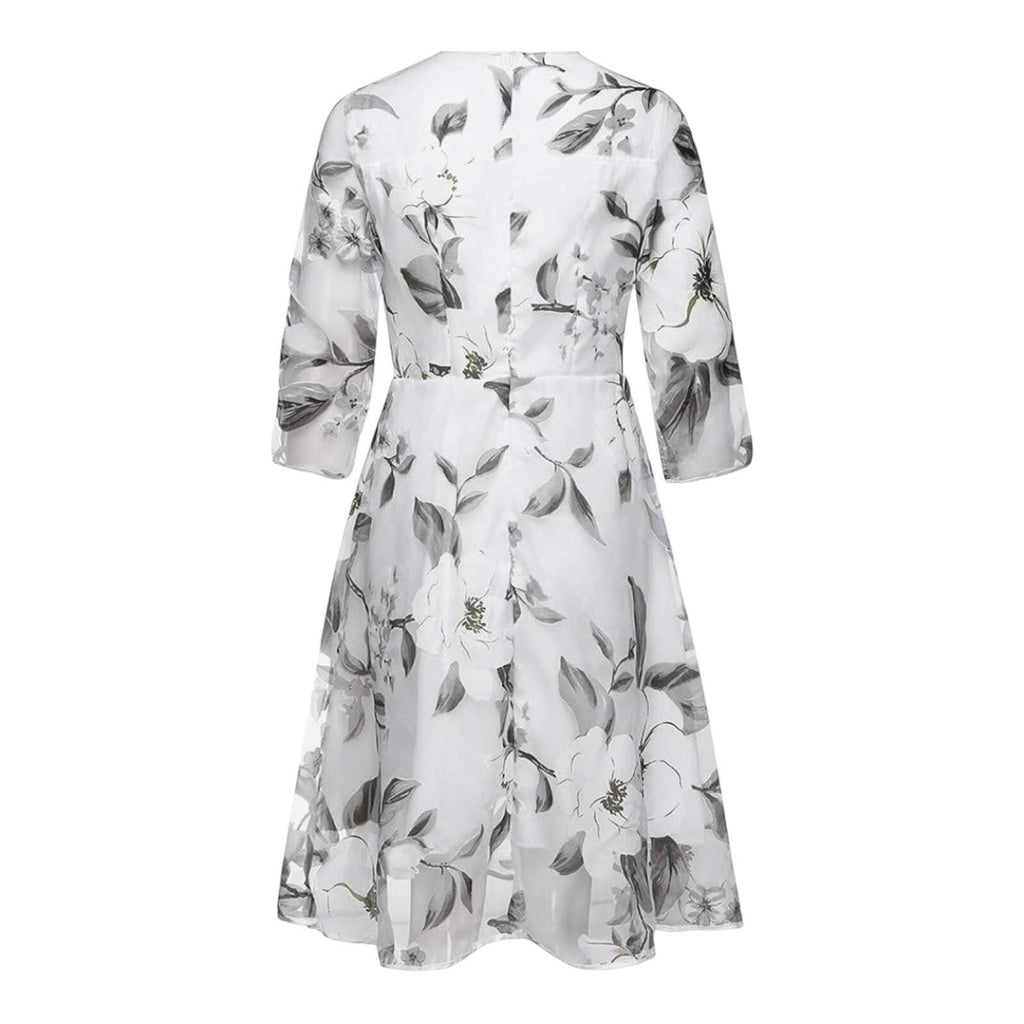 Floryday White Floryday Maxi Dress Silver Floral Occasion Dress A Line Women's UK Size S