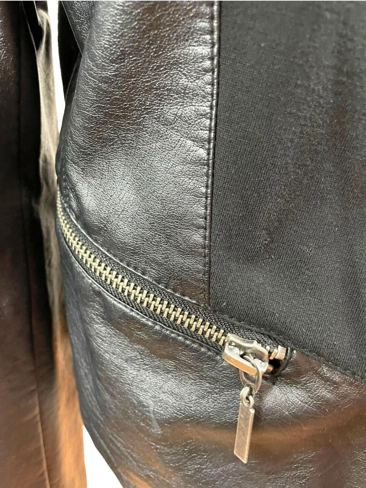 Lipsy Black Faux Leather Biker Jacket Collared Open Front Women’s UK Size 12