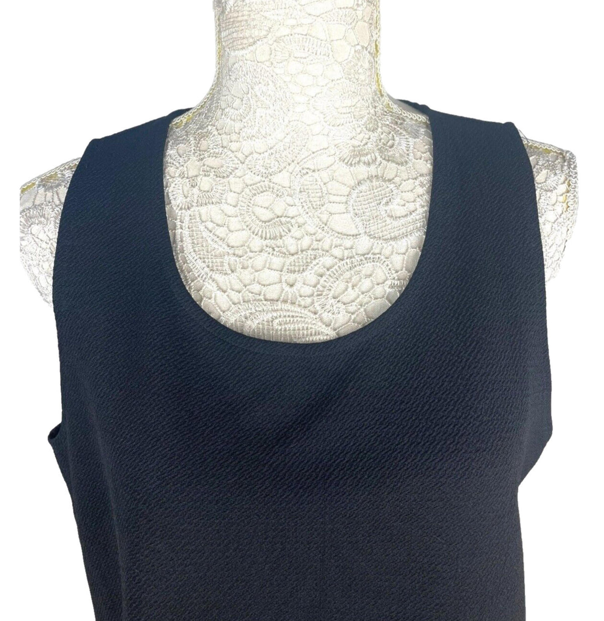 Select Black Select Crop Top Black Laser Cut Scallop Trim Women's UK Size 14