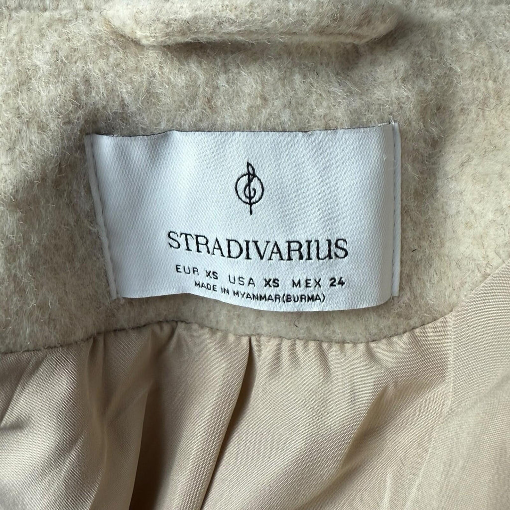 Stradivarius Wool Blazer Jacket Women’s UK Size XS Relaxed Fit Beige