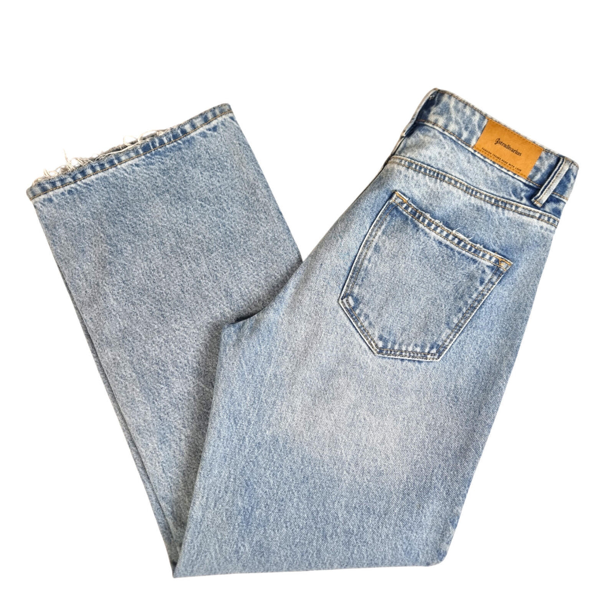 stradivarius Blue Stradivarius Jeans Women's UK Size 8 Straight Fit High Waisted Light Blue Denim