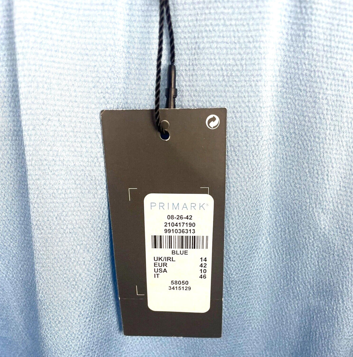 Primark LightBlue Primark Satin Look Off-The-Shoulder Blouse Women's UK Size 14 Blue Long Sleeve