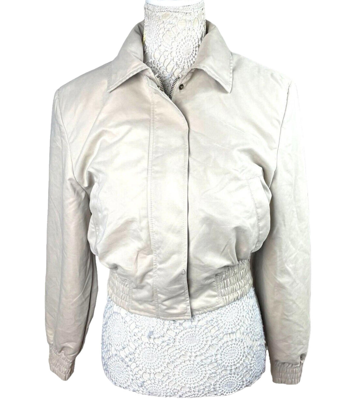 Divided Beige Crop Jacket Soft Touch Shoulder Pads Women's UK Size XS