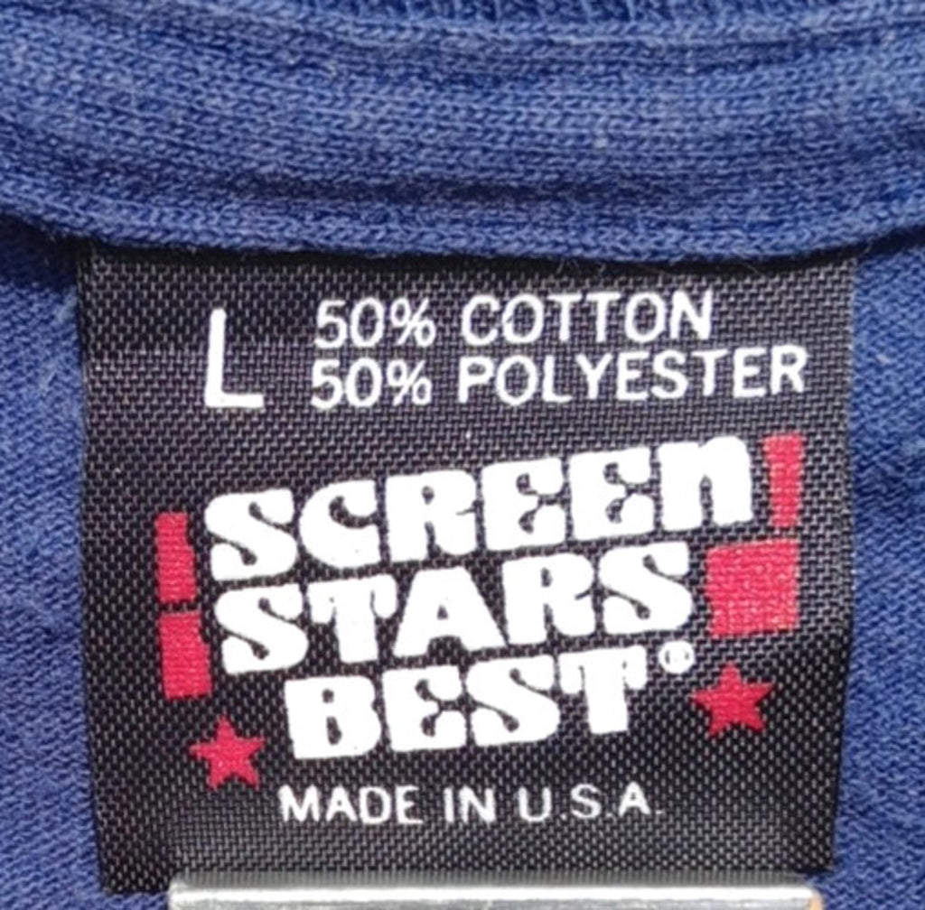 Screen Stars Best T Shirt Men's UK Size L Blue Graphic Print 4th July American