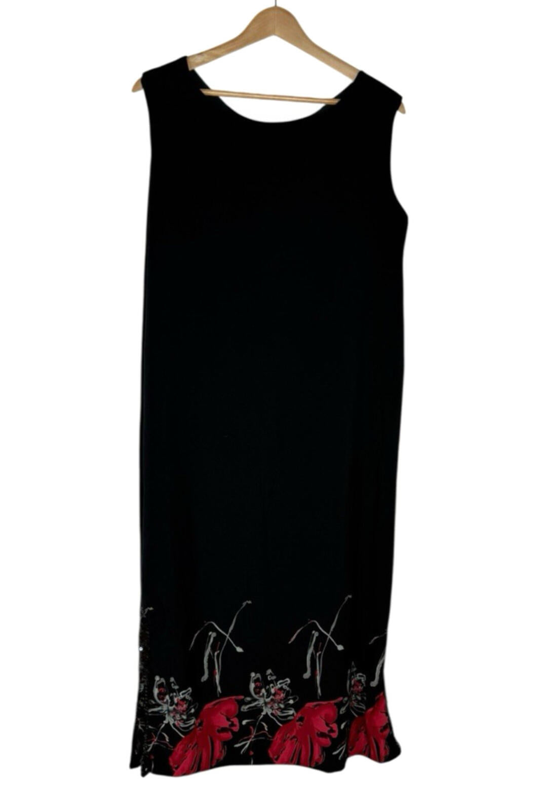 Floral Dress Set Women's UK Size XL (16) Chiffon Midi Cardigan & Scarf Black Red