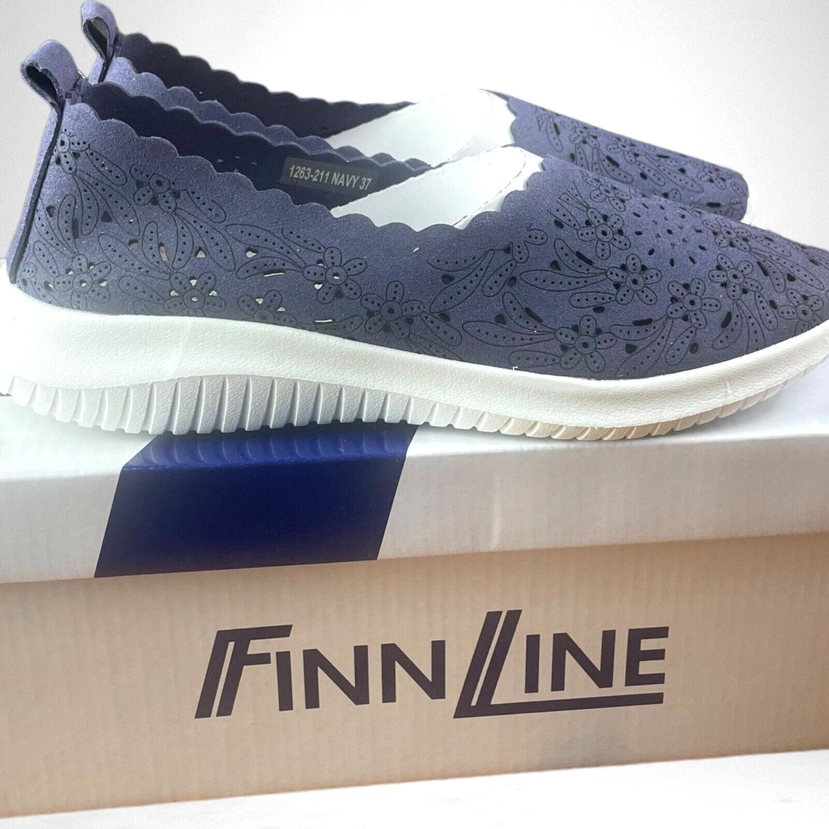 Finnline Navy Blue Slip On Shoes Memory Foam Women's UK Size 4