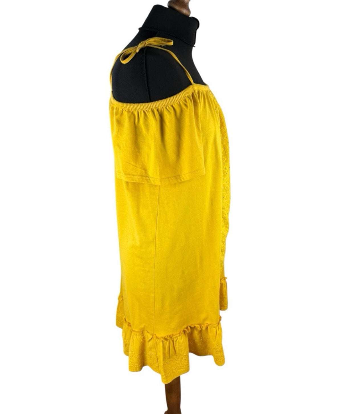 Papaya Cotton Dress Yellow Embroidered Bow Detail Mini Dress Women’s UK Size 16