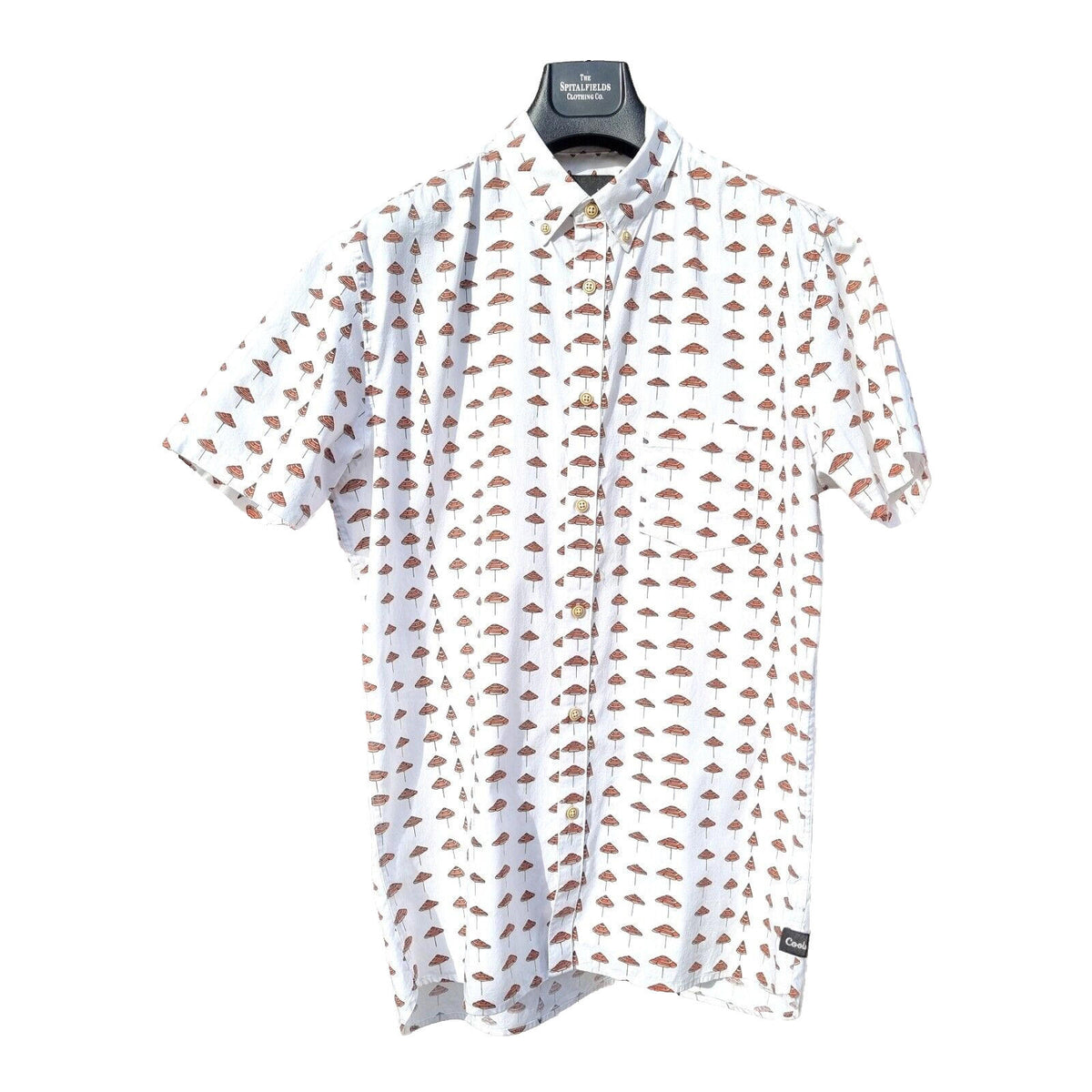Barney Cools Shirt Short Sleeve Sunbrella Print Shirt White Men's UK Size M
