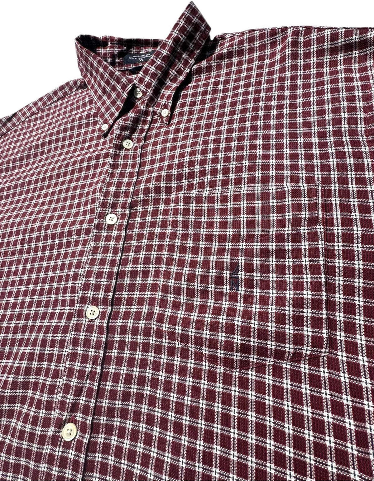Nautica Shirt Men's UK Size XL Purple Plaid Pattern Long Sleeve Button Down