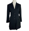 Ego Blazer Jacket Retro Long Black Shoulder Pads Women's UK Size 10