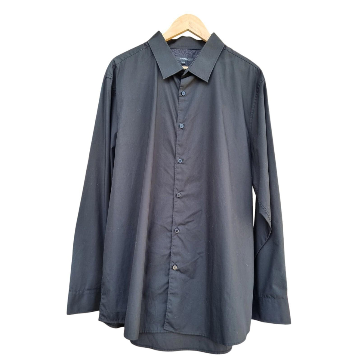 George Shirt Black Long Sleeve Men's UK Size 2XL XXL 49" Chest