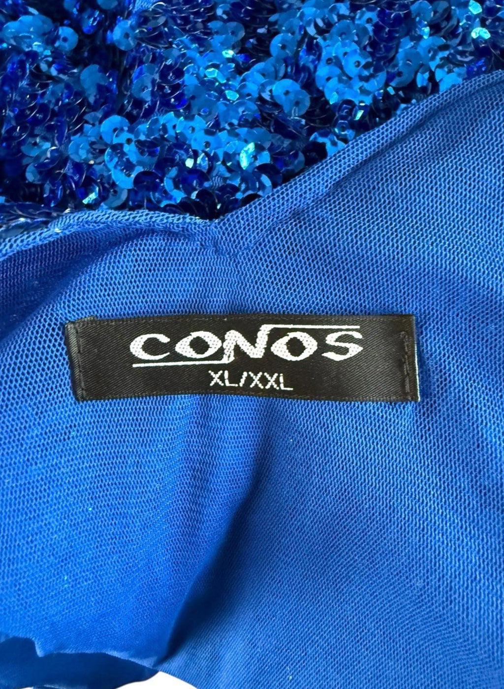 Covos Sequin Cocktail Dress Women's UK Size XL Bodycon V Neck Party Mini Blue Sparkle