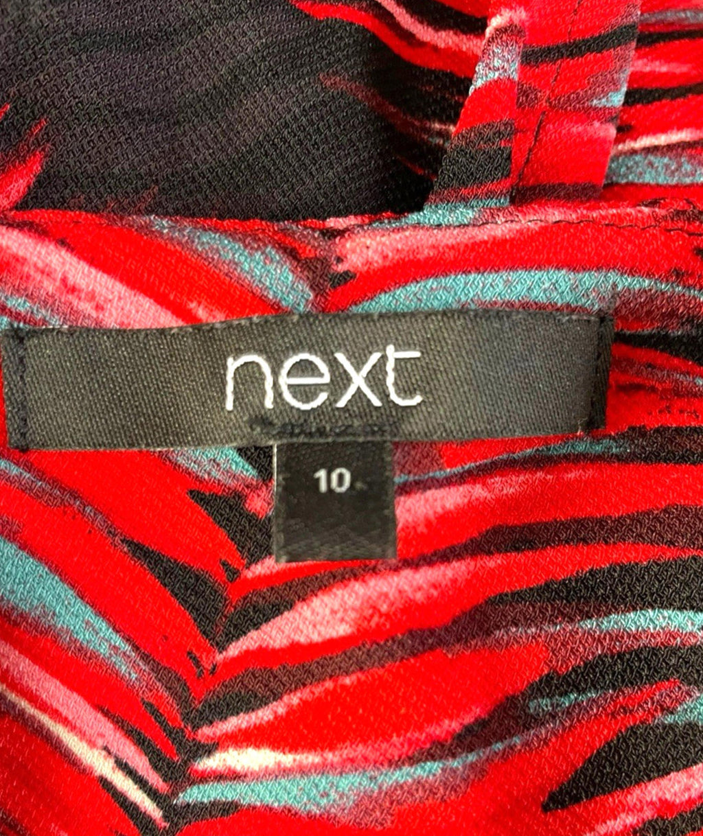 Next Red Leaf Print Tank Top Blouse Square Neck Summer Women's UK Size 10
