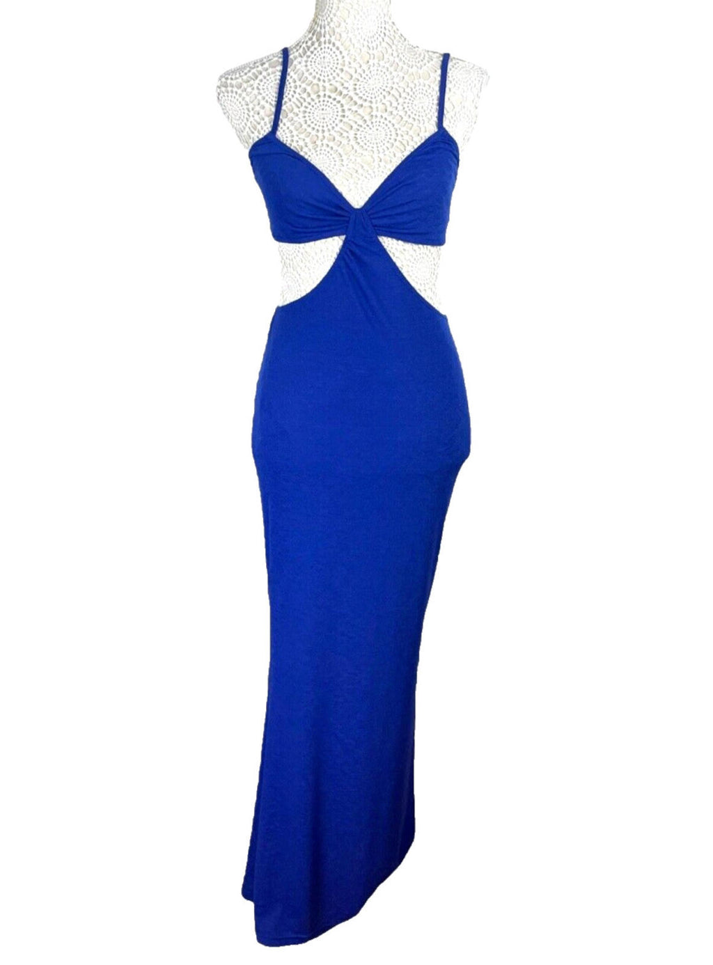 Cutaway Maxi Dress Blue Cut Out Design Summer Women's UK Size 8