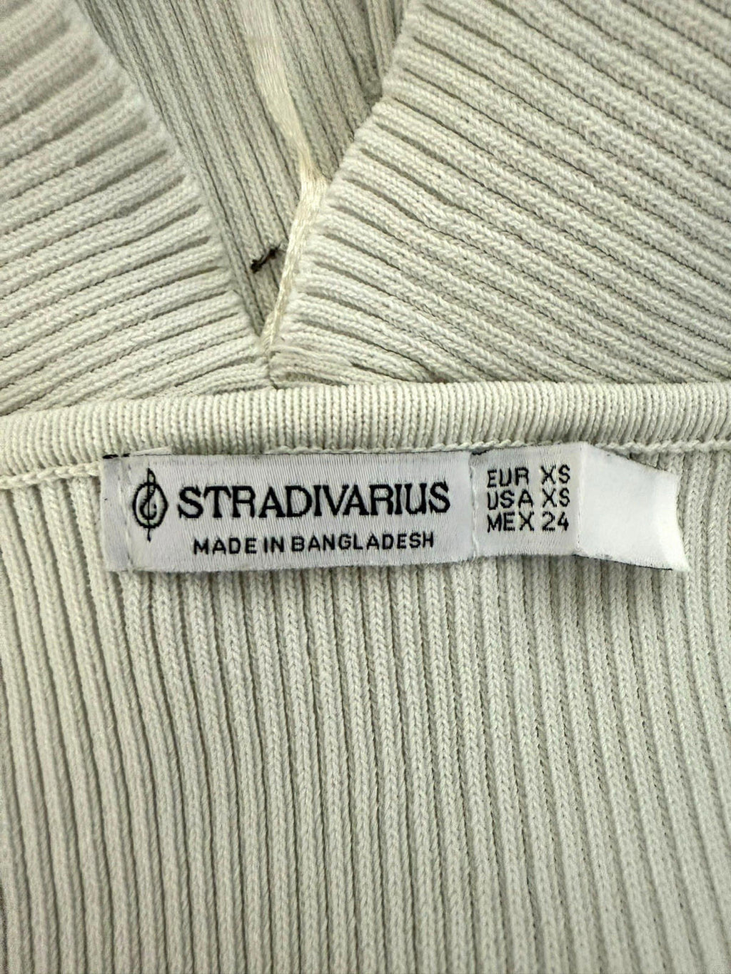 stradivarius White Stradivarius Off White Ribbed Crop Top Tank Stretch Women's UK Size XS