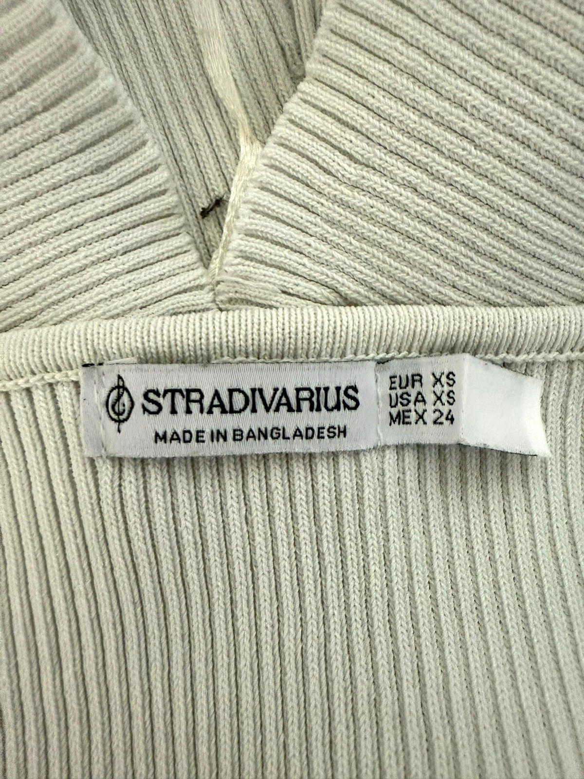 stradivarius White Stradivarius Off White Ribbed Crop Top Tank Stretch Women's UK Size XS