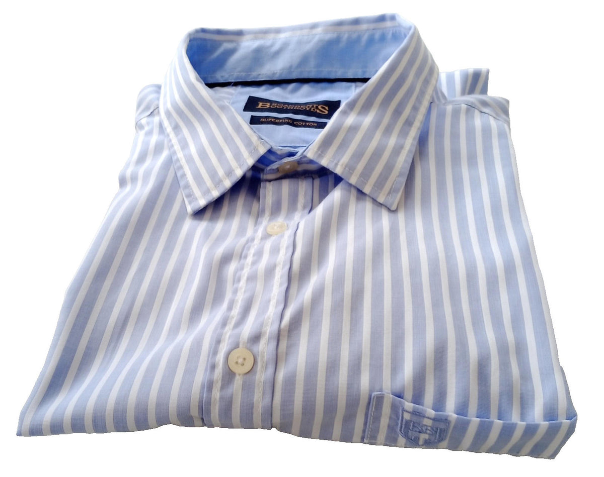 Broadbents & Boothroyds Shirt Men's UK Size 2XL Blue Stripe 100% Cotton Pocket