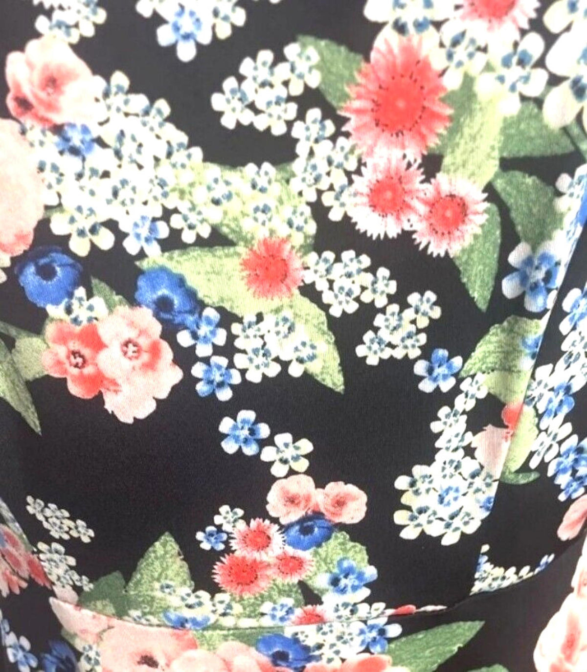 Anthology Floral Midi Dress Women's UK Size 12 Black Short Sleeve Round Neck