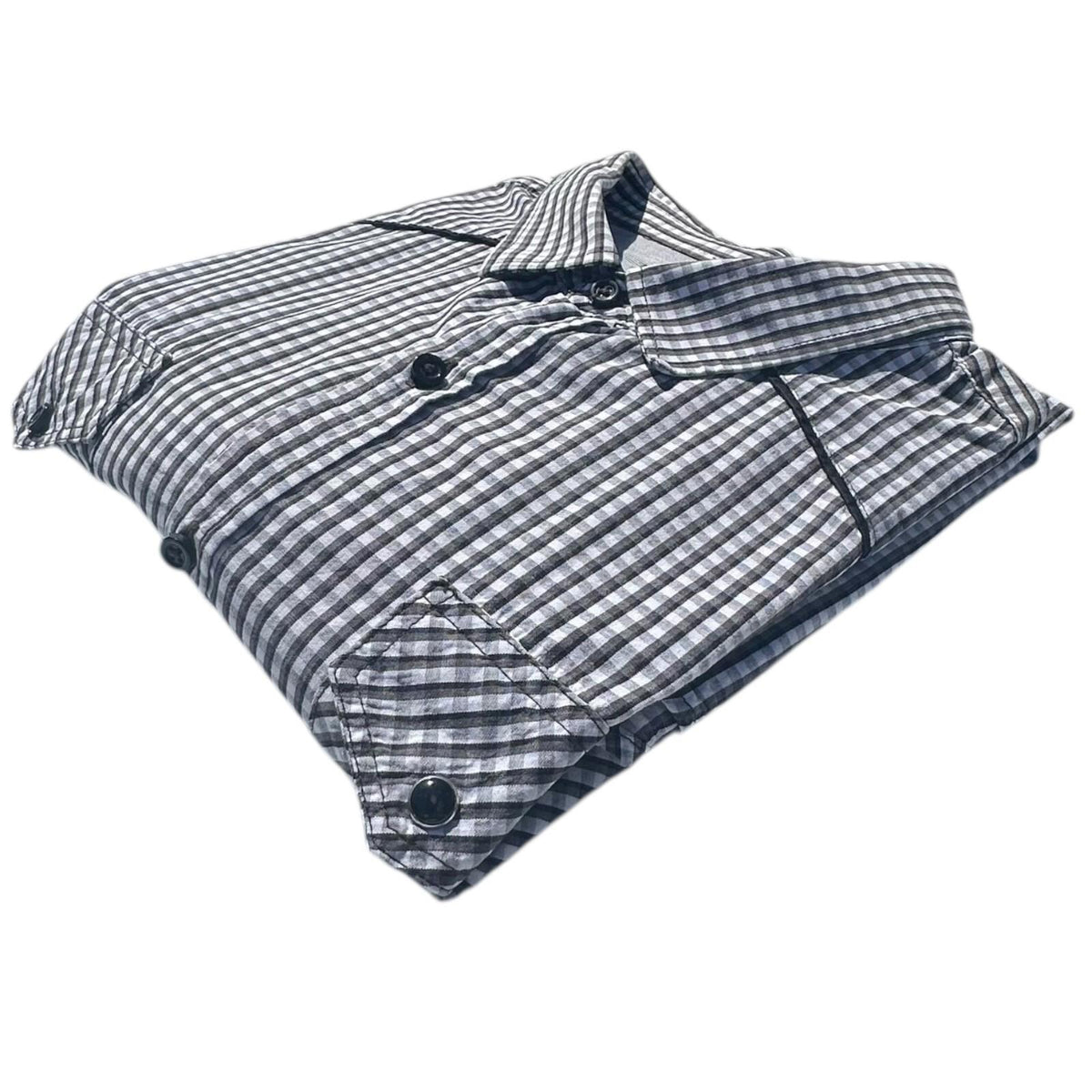 River Island Shirt Men's UK Size L Black & White Check Long Sleeve 100% Cotton
