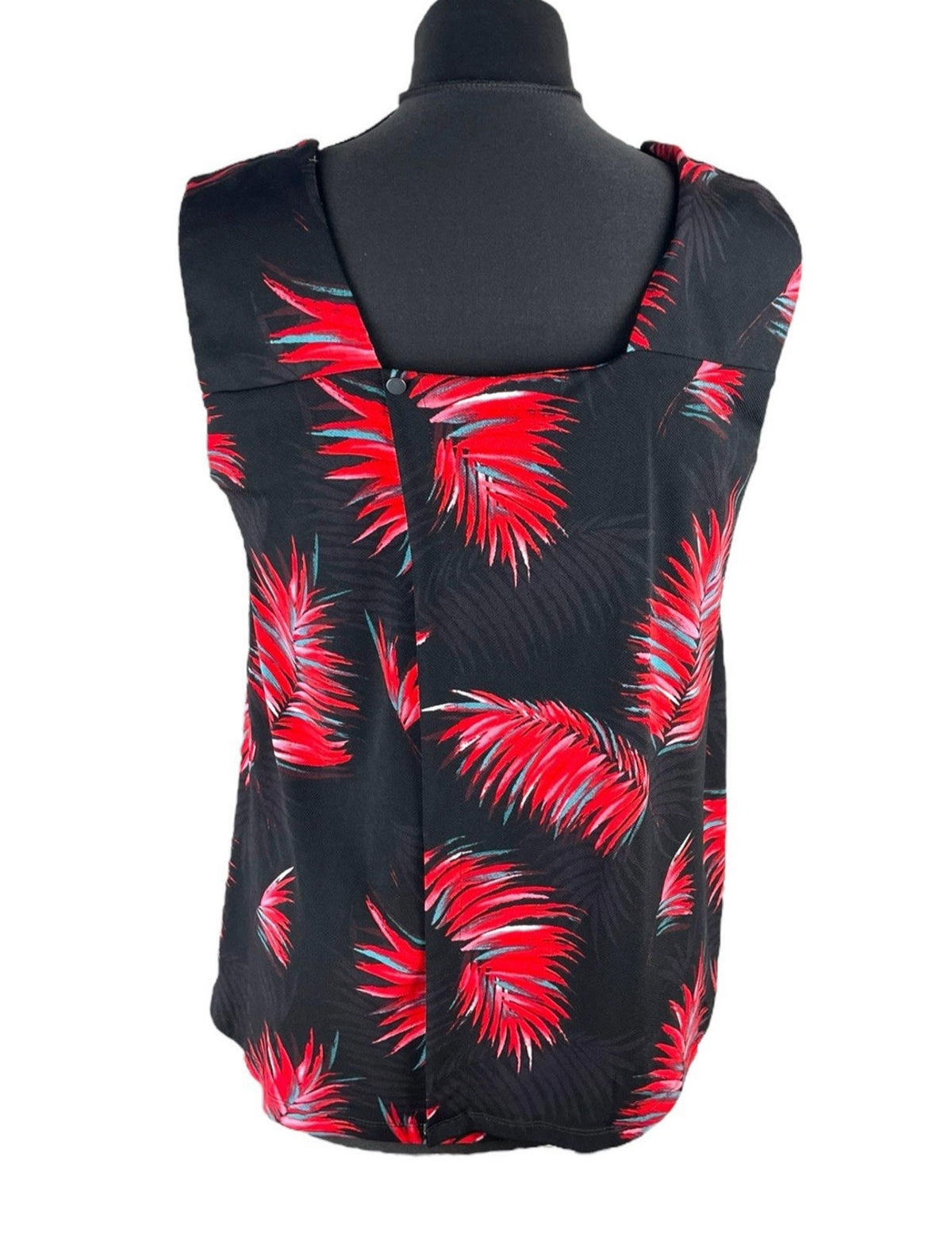 Next Red Leaf Print Tank Top Blouse Square Neck Summer Women's UK Size 10