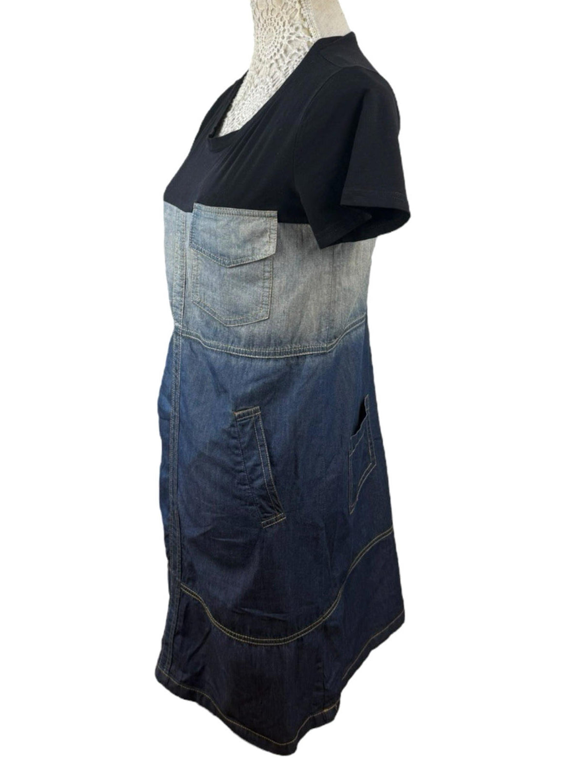 Denim T-shirt Dress Pockets Knee Length Women’s UK Size M (10)