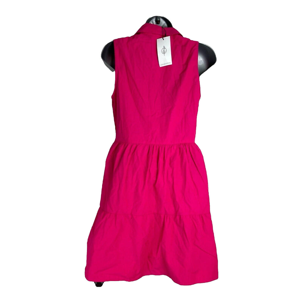 Stradivarius Bright Pink Sleeveless Shirt Dress Tiered Women’s UK Size XS