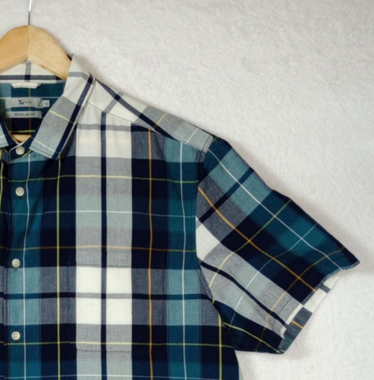 Tu Man Shirt Men's UK Size XL Check Short Sleeve 100% Cotton Pocket