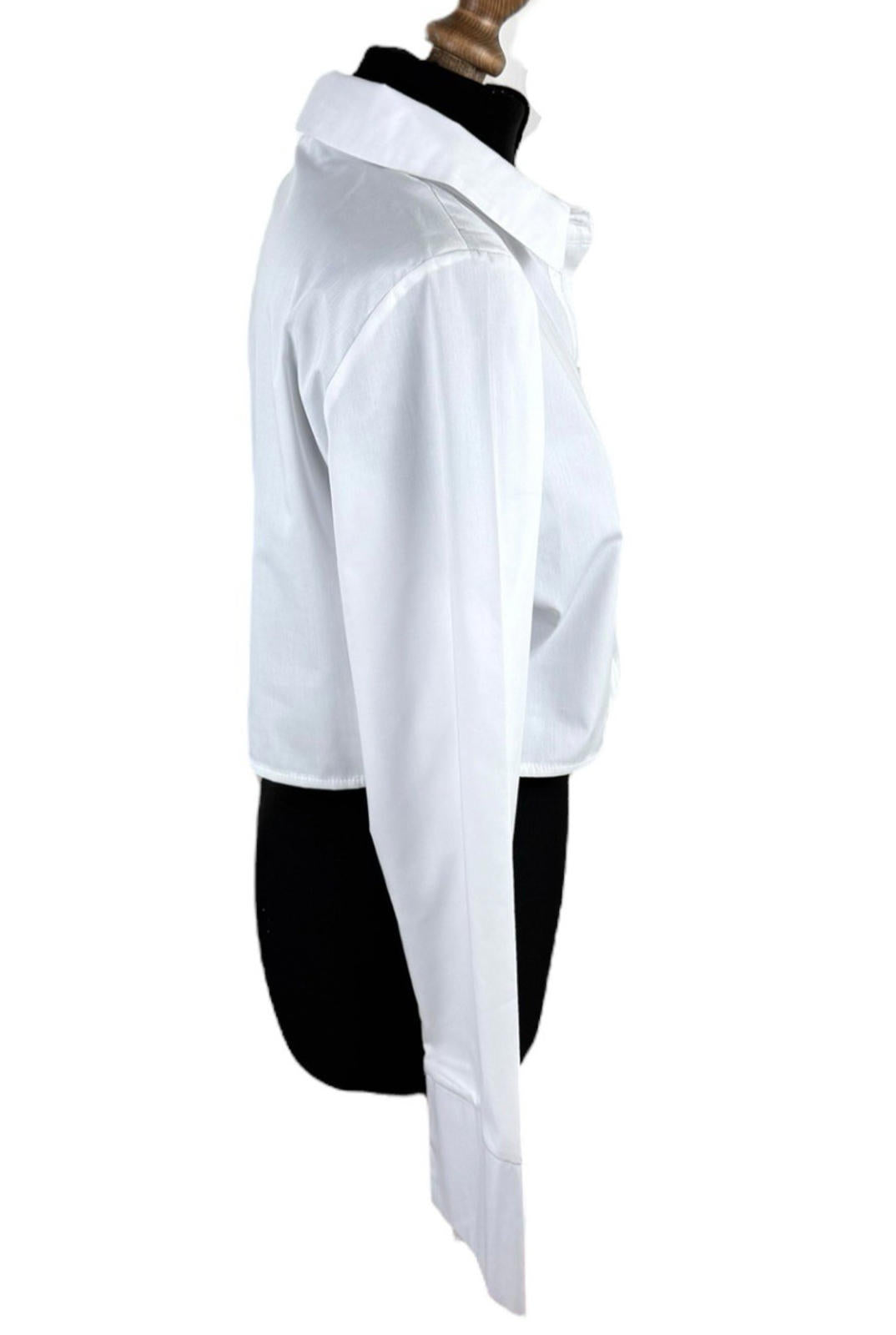 Cropped Shirt Women’s UK Size S White Long Sleeved Button Down Structured Collar
