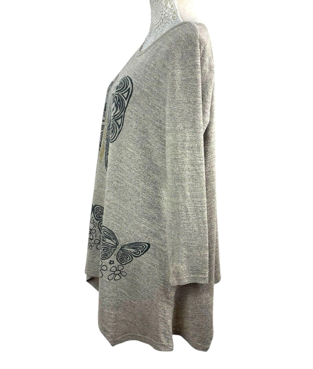 Frock Me Beige Butterfly Tunic Top Women's UK Size M Beige Long-Sleeved Lightweight Jumper