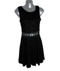 AX Paris Black Lace Dress Knee Length Cut Out Waistband Women's UK Size 8