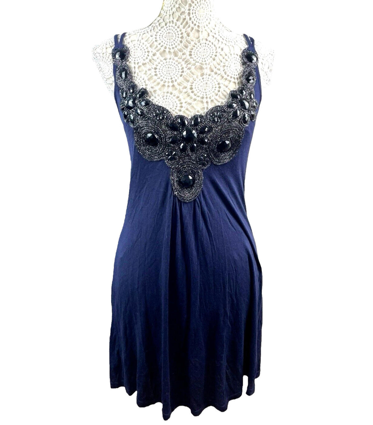 Little Mistress Blue Evening Dress Navy Embellished Women's UK Size UK Size 10