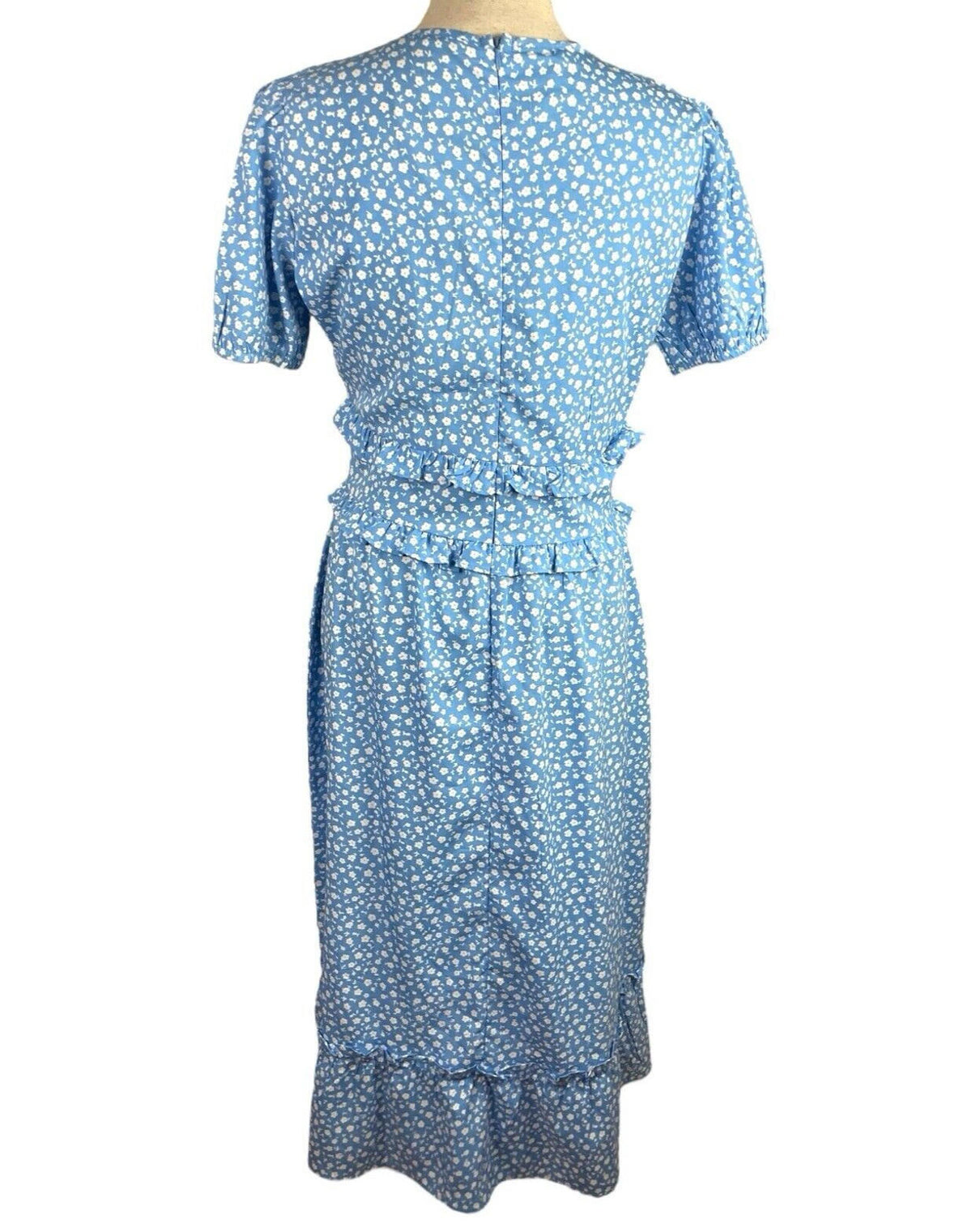 Quiz Blue Floral Print Maxi Dress Vintage Style Women’s UK Size 12