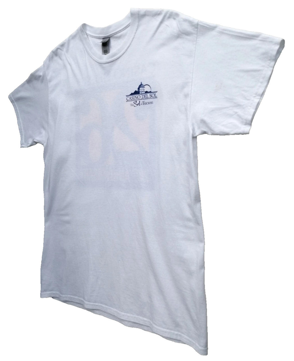 Gildan White Graphic Print T-Shirt Men's US Size L White Crew Neck 100% Cotton