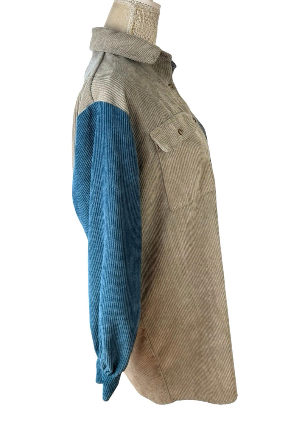 Nasty Gal Corduroy Shirt Oversized Colour Block Front Pocket Women’s UK Size 8
