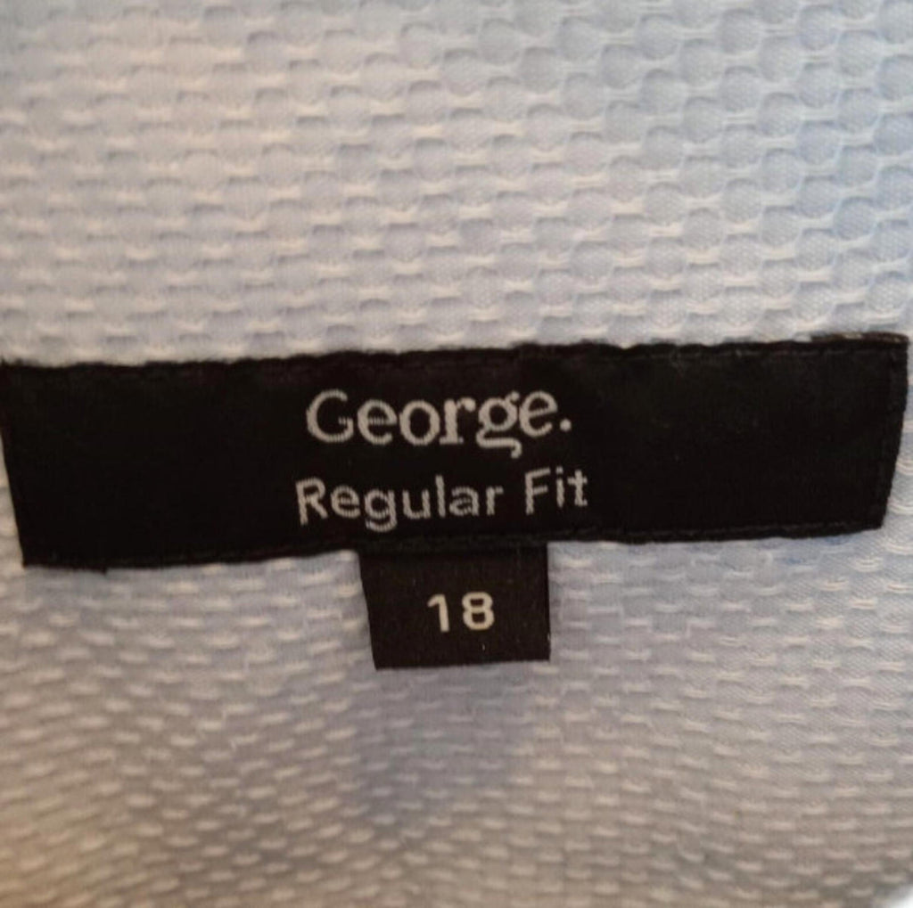 George Light Blue Textured Men's Shirt UK Size 2XL Regular Fit 48" - 50" Chest