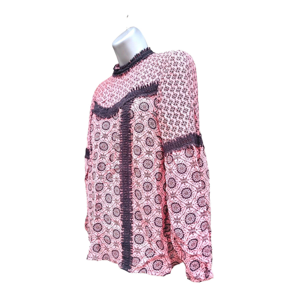 River Island Pink River Island Smock Top Victorian Pattern Women's UK Size 10