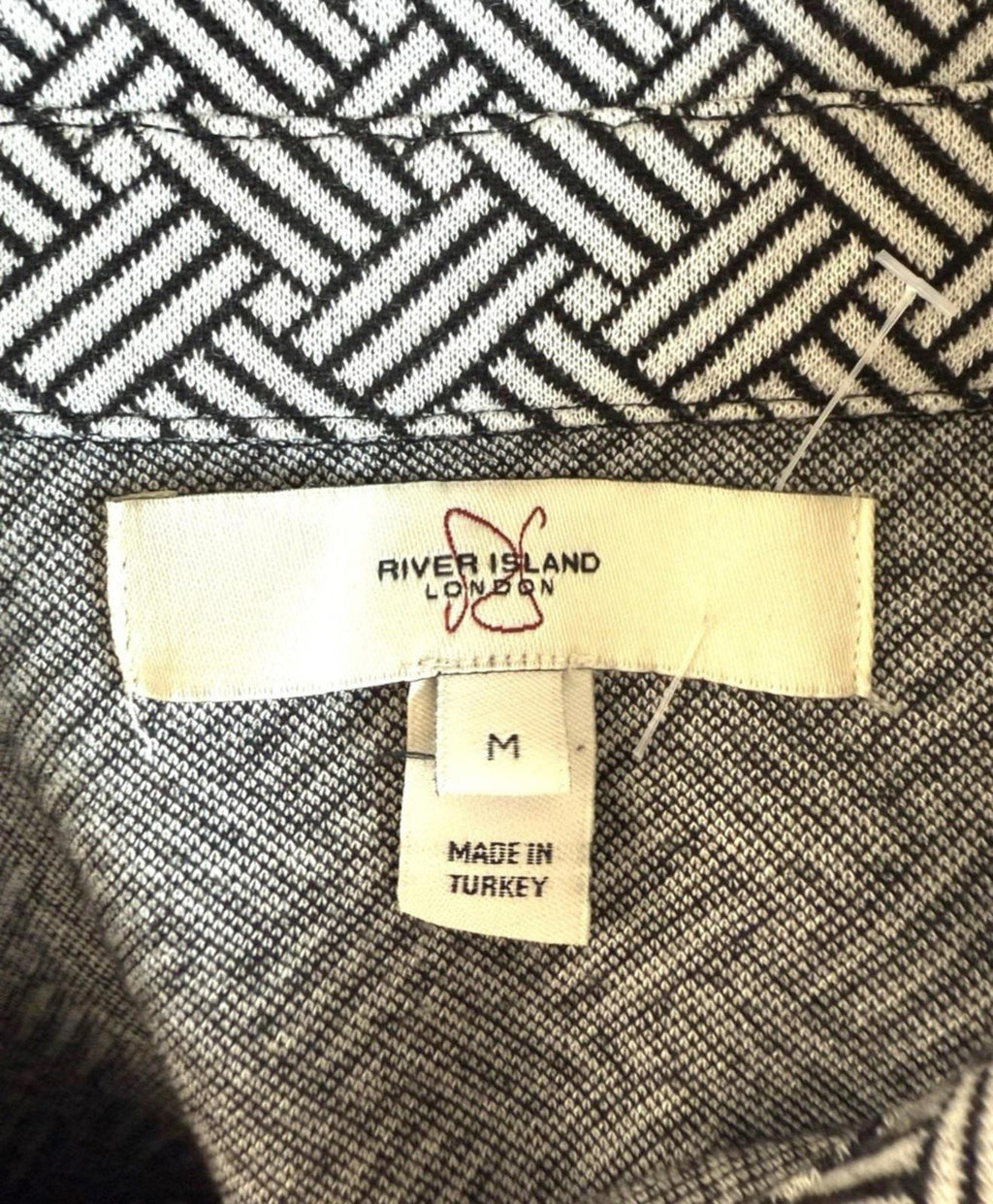 River Island White River Island London Shirt Blouse Black White Geometric Pattern Womens UK Size M